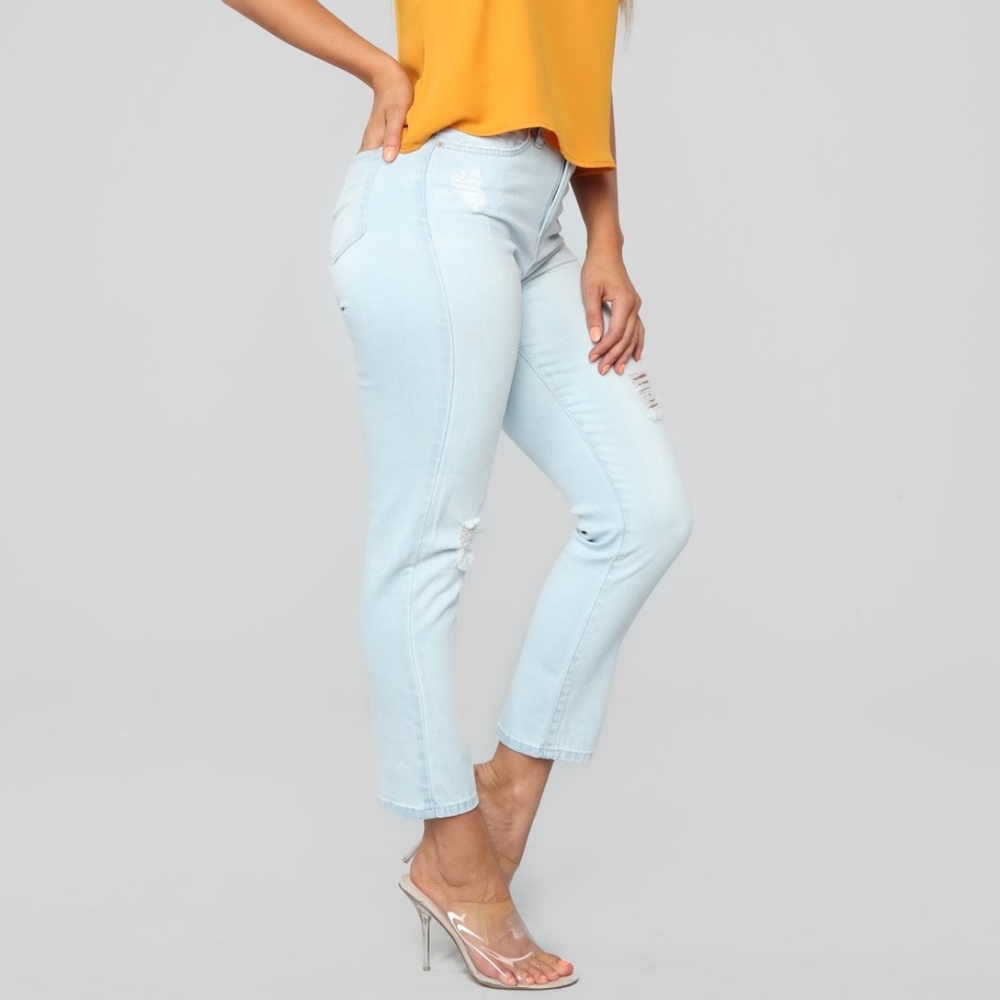 Light blue ripped high waisted jeans - Picture 3 of 4